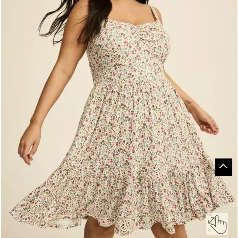 NWT Torrid Floral Midi Strawberry Fun White Whisper Tie Back Jersey Dress 2x
